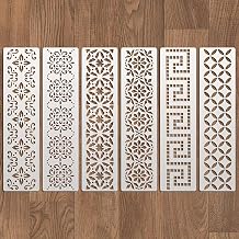 6PCS Border Stencil Geometric Craft Paint Template Reusable Plastic Templates 3 * 12inch Stencils Painting on Wood Furniture Wall Canvas Floor