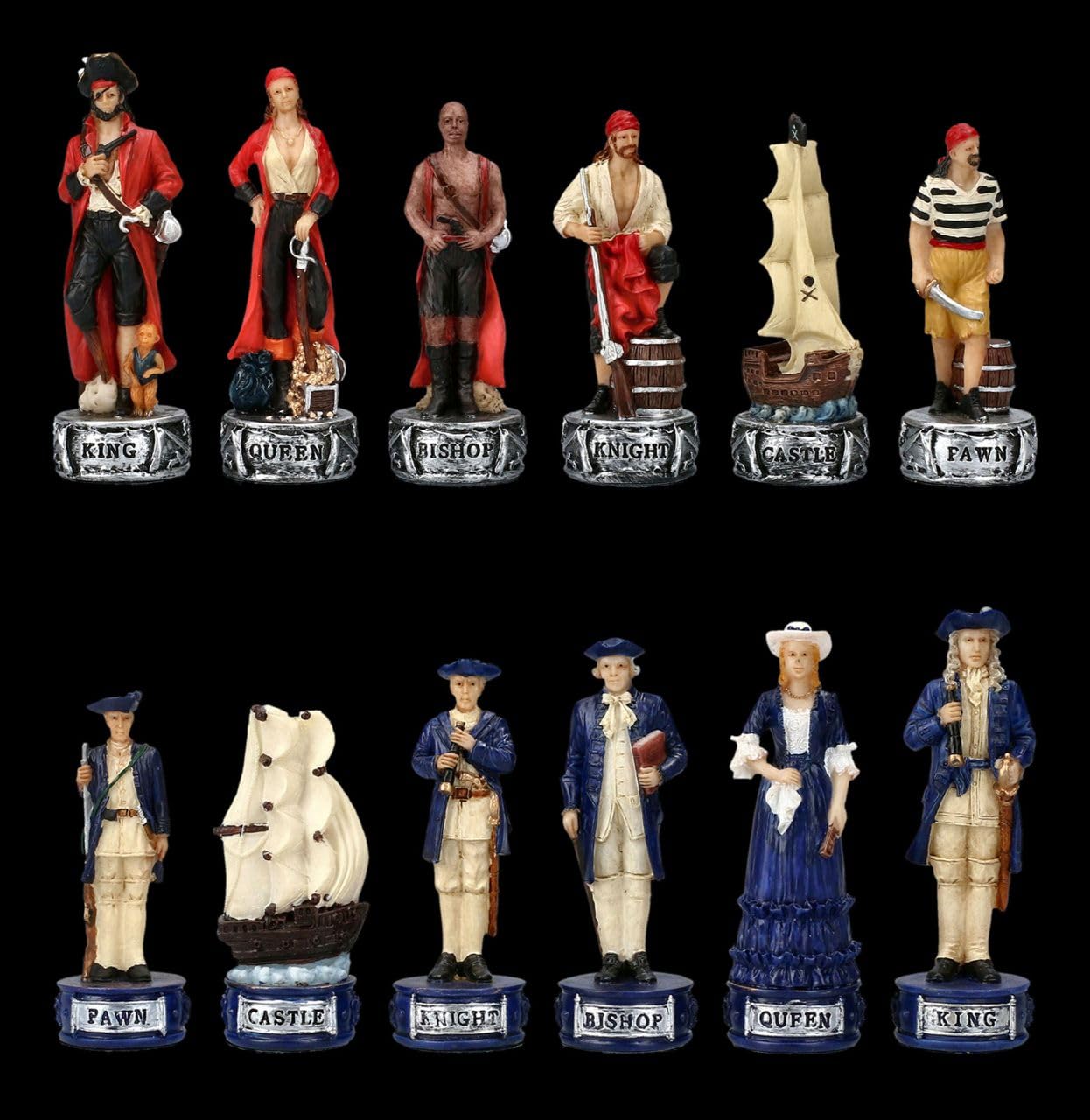 Veronese - Figuras de ajedrez piratas contra marina (32 figuras de hasta 8