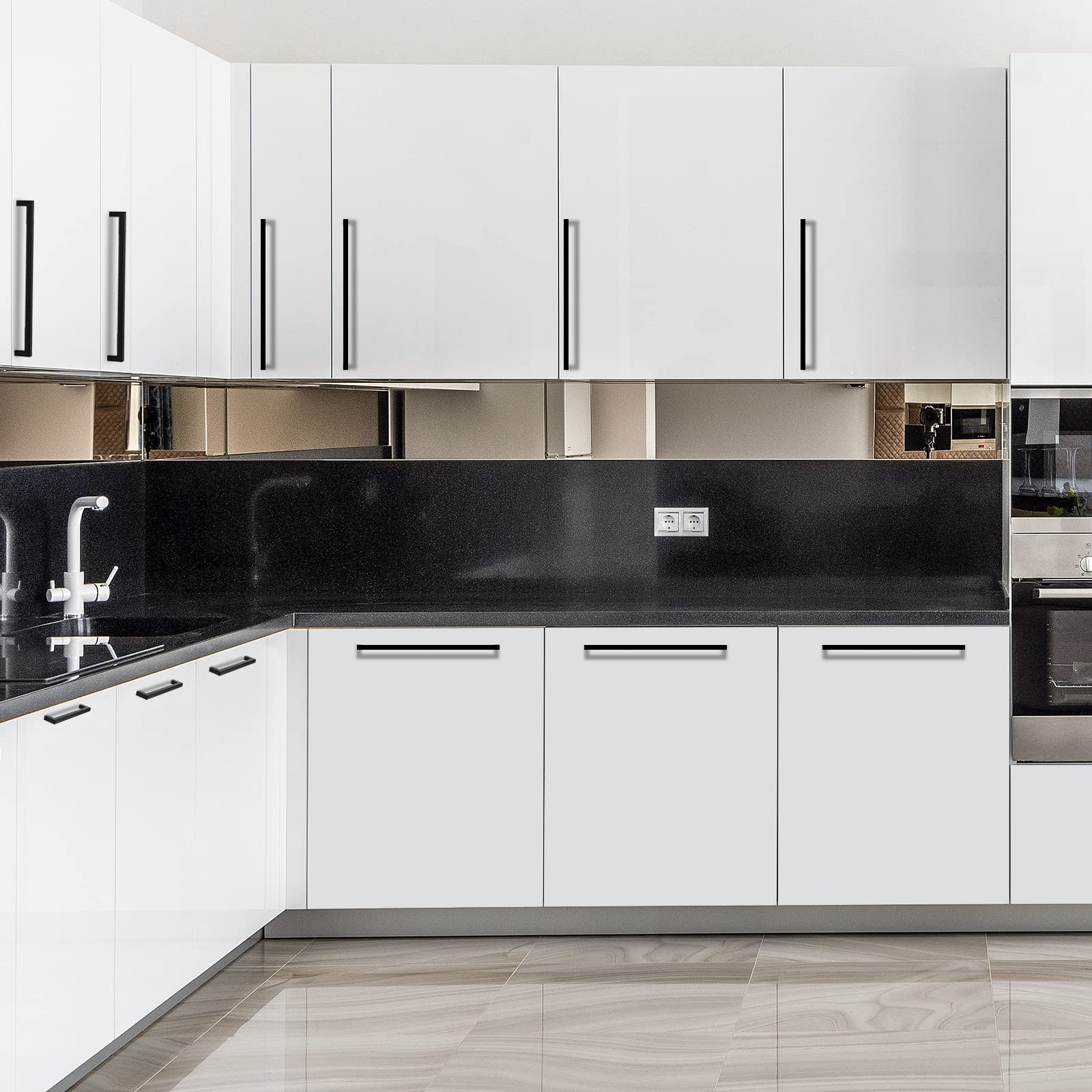 LONTAN 10 Pezzi Maniglie per Mobili da Cucina 320mm Maniglie Cassetti Maniglie Armadio Maniglie Cucina Maniglie Armadio Cameretta Maniglie per Armadi e Mobili Maniglia Nera in Acciaio Inossidabile