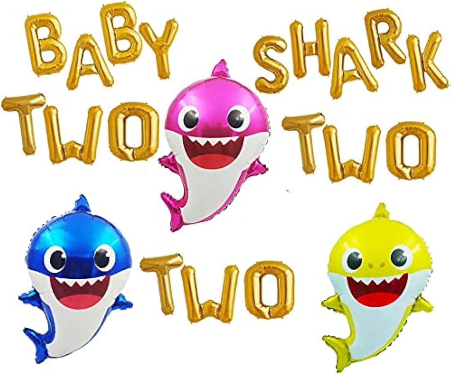 Party Propz Baby Shark Theme Birthday Decorations - 5 Pcs 2nd Birthday Party Decoration For Boys| 2nd Birthday Decorations For Girls| Baby Shark Balloons | Foil Balloons For Birthday Decoration, Multi