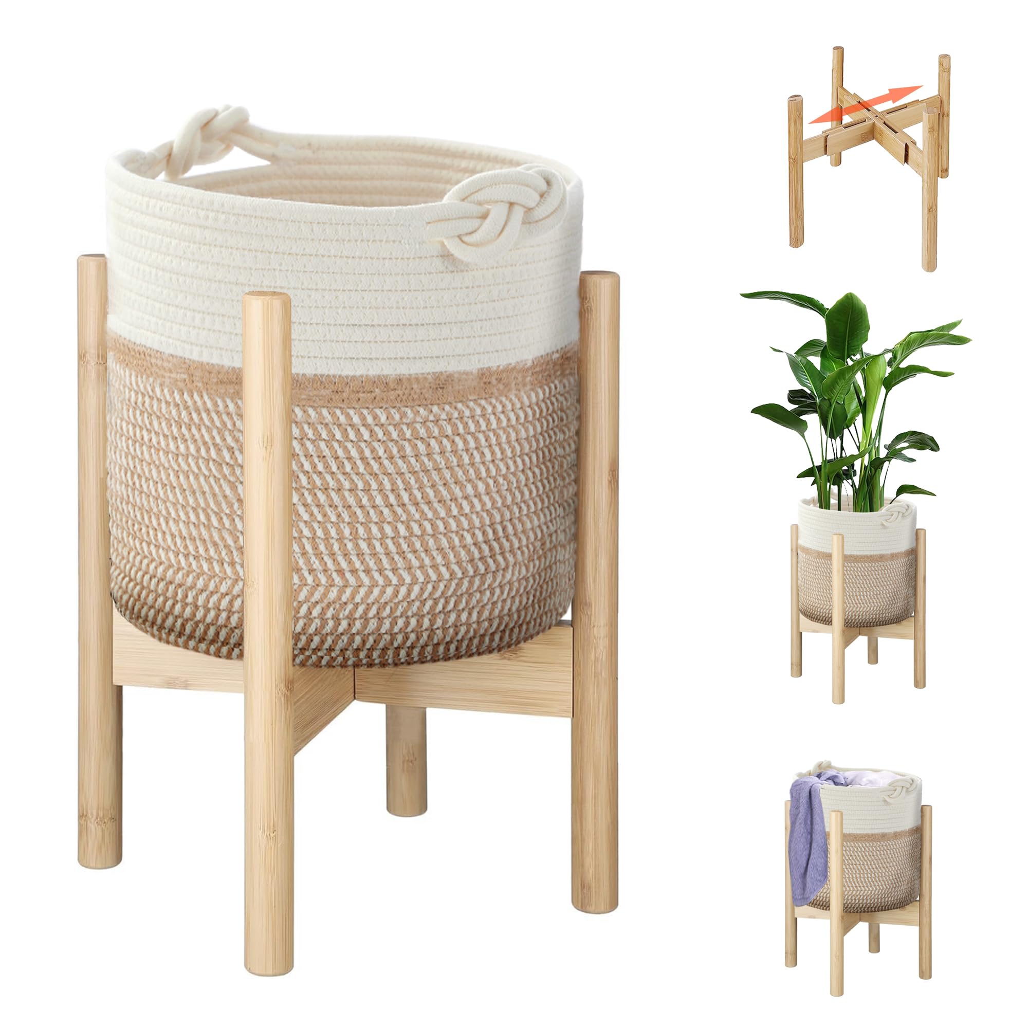 ZYWEICH Flower Pot Rattan Plant Stand