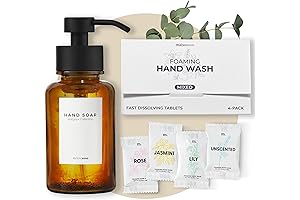 Maisonovo Amber Glass Foaming Soap Dispenser Kit with Refill Tablets 400ml