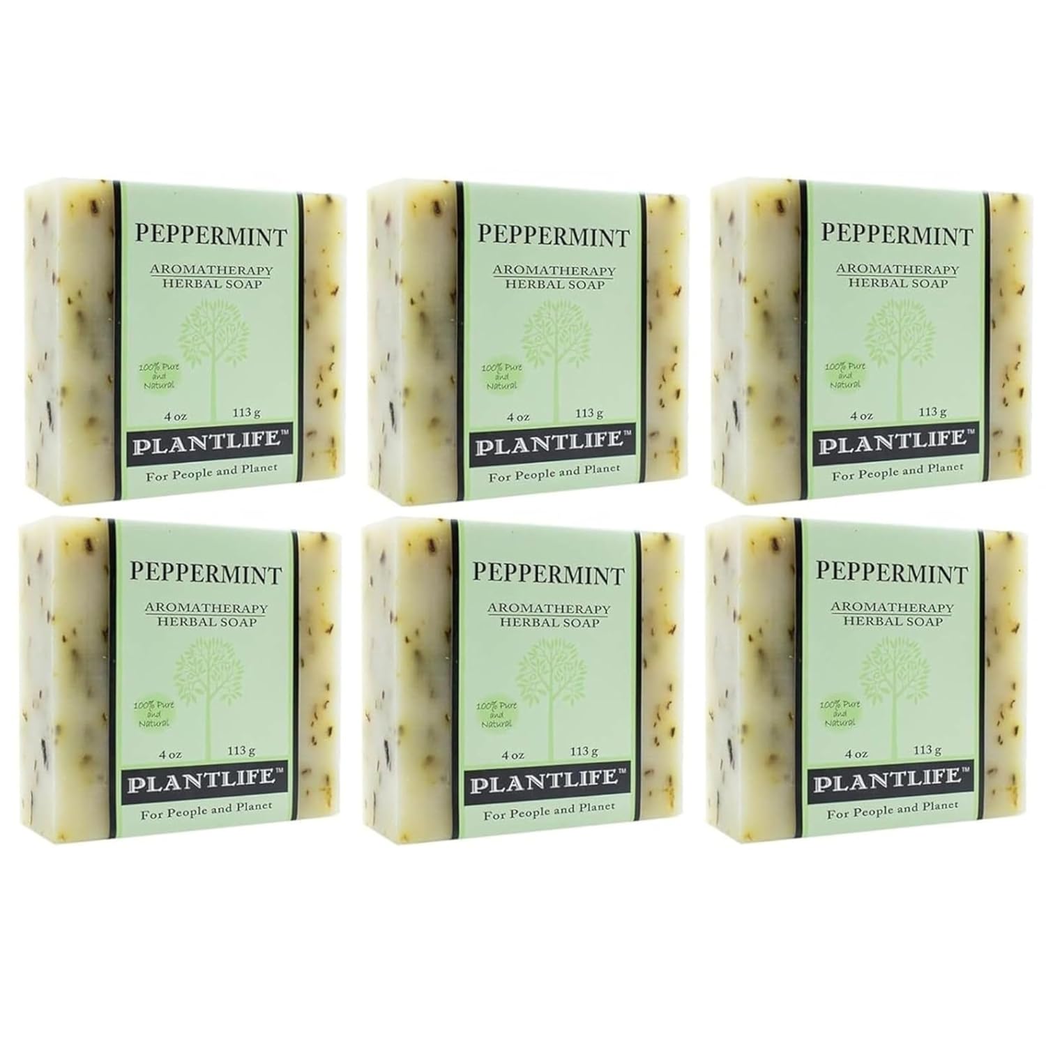 Plantlife Peppermint 6-pack Bar Soap - Moisturizing and Soothing Soap for Your Skin - Hand Crafted Using Plant-Based Ingredients - Made in California 4oz Bar