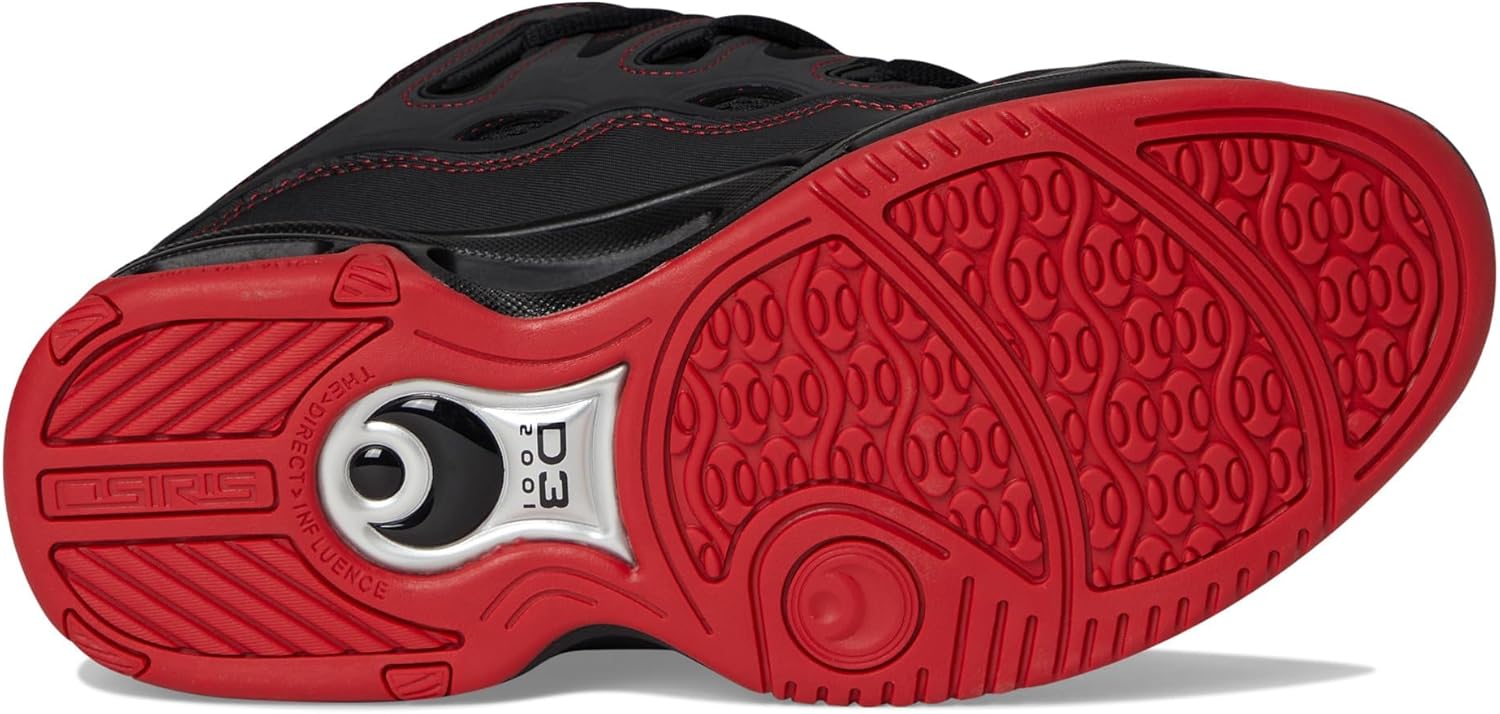 Osiris Men's D3 2001 Skate Shoe, Black/Red/Red, 10