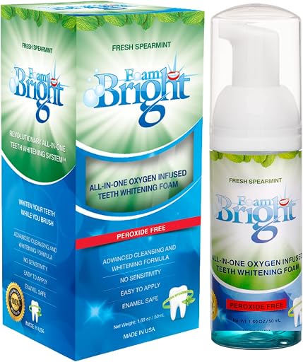 Aligner & Retainer Cleaner Whitening Foam | Compatible with Invisalign, Byte, Candid, ClearCorrect | Night Guard Mouth Guard Denture Cleaner | Whitens Teeth, Peroxide Free, Enamel Safe | FoamBright (ASIN B00R4WTIC8), rank #6 by monthly sales volume for 'Fake Braces' on Amazon