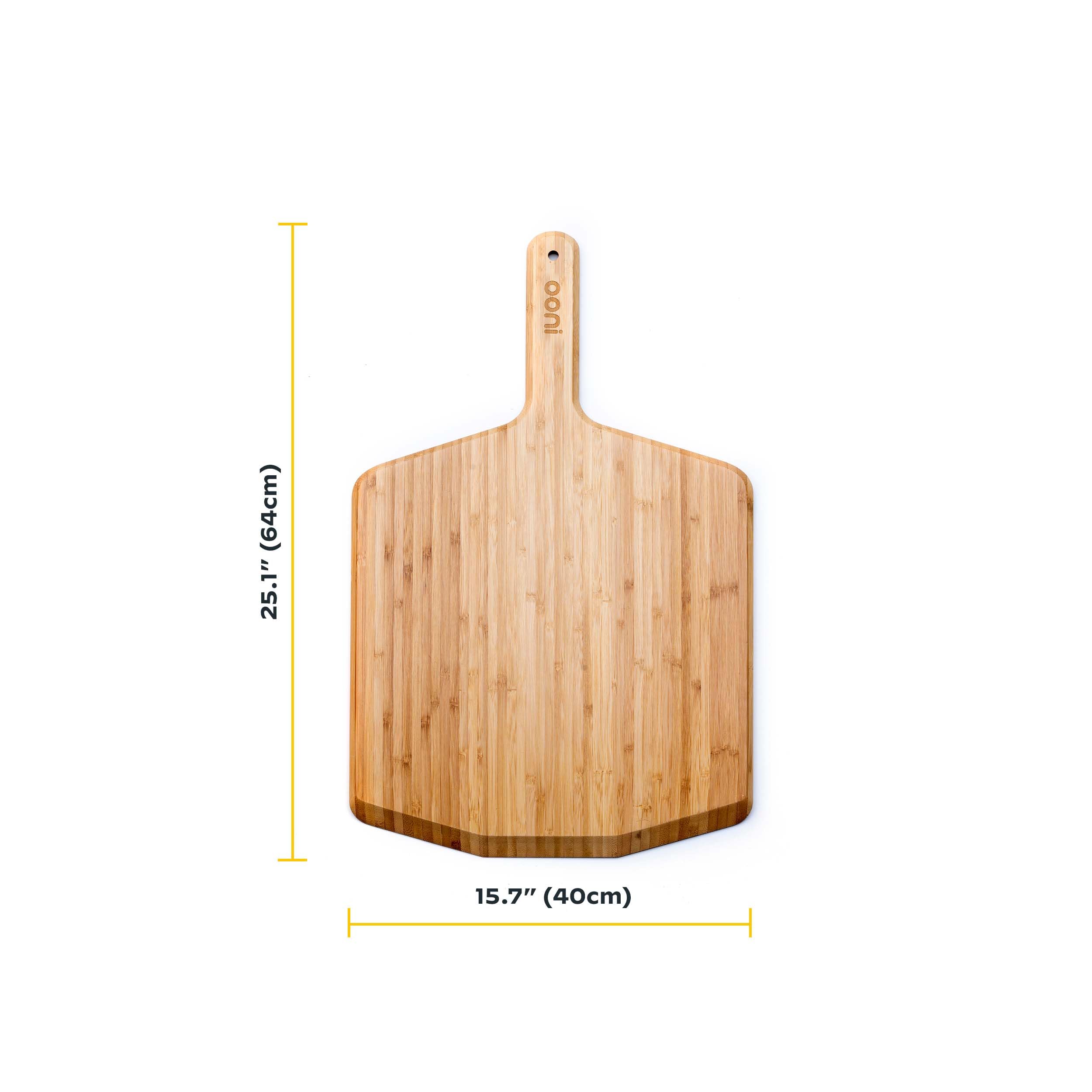 Ooni Pala de pizza de bambú de 16 pulgadas, pala de pizza de madera de 16 pulgadas, paleta de espátula de pizza, tabla de cortar de pizza, cáscara de torneado de pizza de madera, accesorios para horno