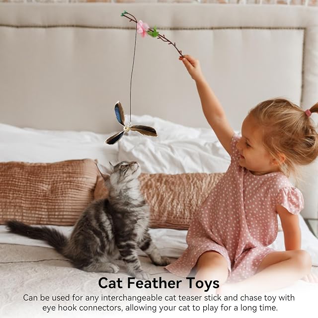 Foto 3 de 8 de fanelod Recargas de Juguetes de Plumas para Gatos, Juguete Multiusos para Gatos, Varita de Plumas para Gatos