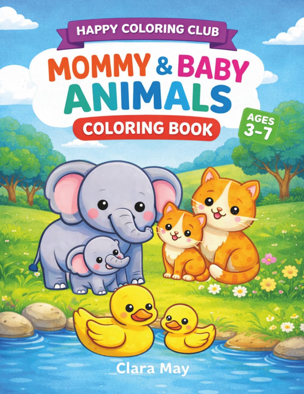 Mommy & Baby Animals Coloring Book for Kids Ages 3–7: Adorable Animal Coloring Pages to Show Love for Mom | Easy and Fun for Toddlers & Preschoolers (Happy Coloring Club)