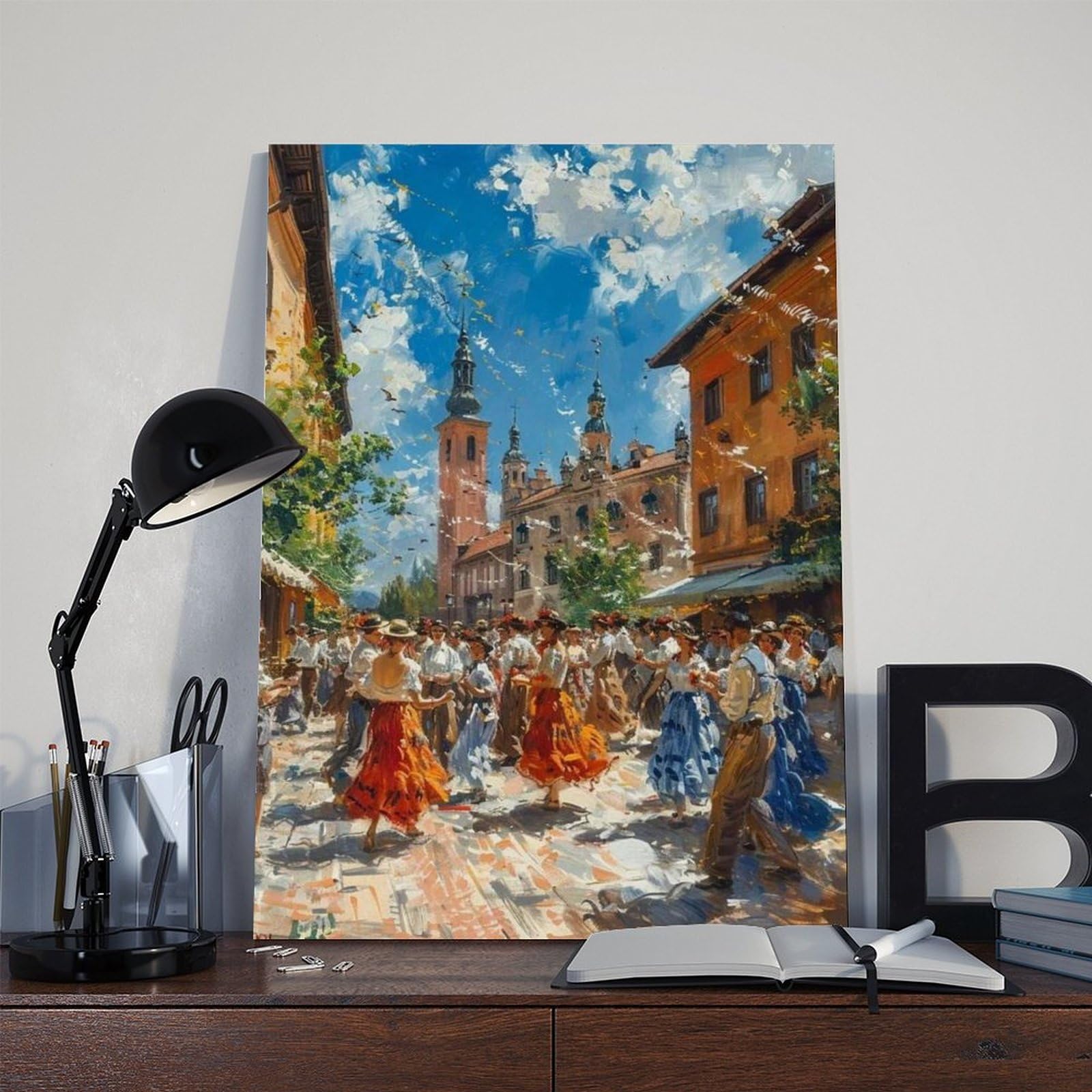 Stampa artistica su tela, stampa artistica da parete con costumi tradizionali, stampa artistica da parete, per soggiorno, camera da letto, decorazione 61 cm di lunghezza x 91,4 cm di larghezza