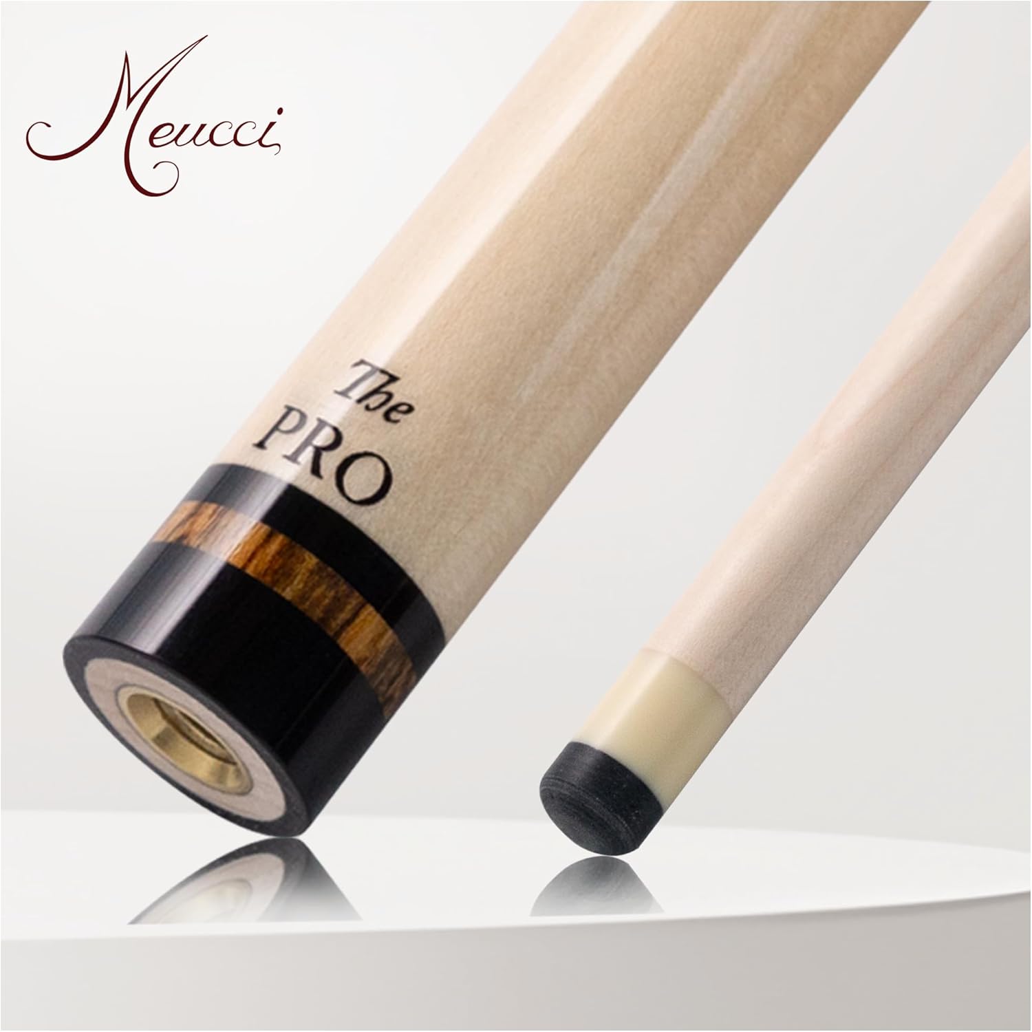 Meucci Pool Cue - All Natural Wood with Rainbow Stain - Pool Stick with Maple Forearm, Solid Wood Handle, High Impact Cue Tips for Low Deflection Pool Cue Stick - 19 Oz Professional Billiard Cue Stick