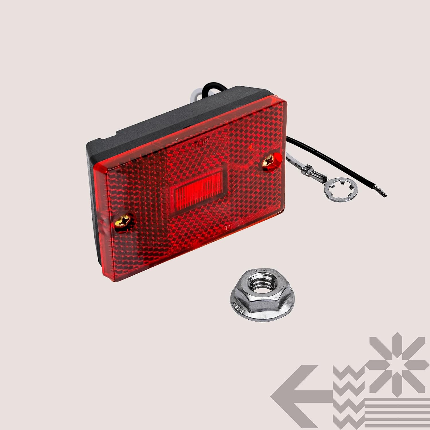TRUE MODS 2pc 2x3 3x2 Inch Red LED Stud-Mount Side Marker Light [DOT FMVSS-108] [SAE AP2] [IP67 Waterproof] [Integrated Reflector] for Utility Boat Trailers Over 80" Camper RV Clearance Light