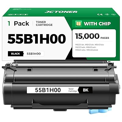 55B1H00 Toner Cartridge Black High Yield with Chip 15,000 Page-Yield Replacement for Lexmark MS331dn MS431dn MS431dw MX331adn MX431adw MX431adn MX432adwe MS331 MS431 MX331 MX431 Laser Printer 55b1000