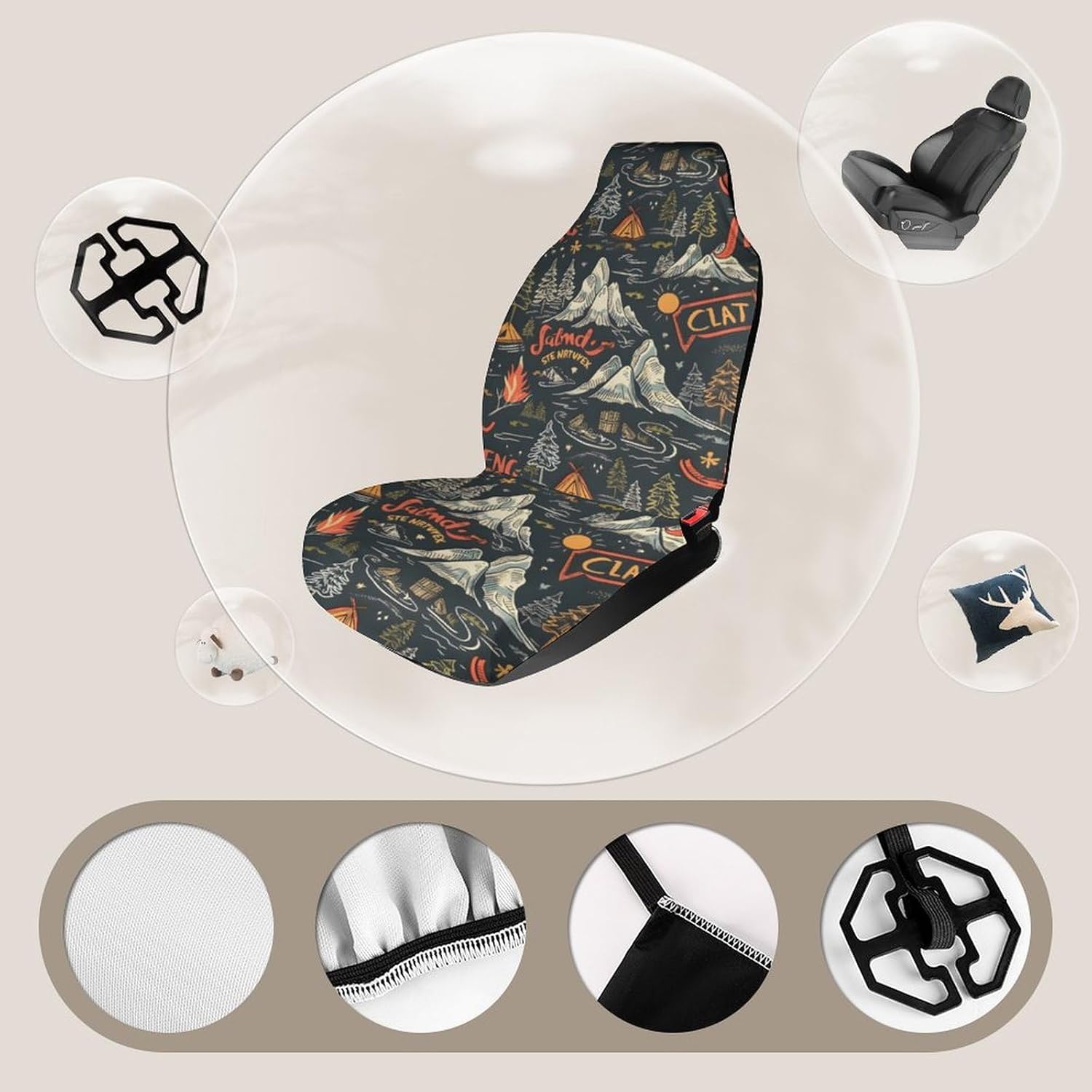 Outdoor Car Seat Covers Front Vehicle Seats Covers Protector Auto Seat Mat Covers Universal Fit Most Cars,SUV,Sedan,Trucks, 1 Pcs