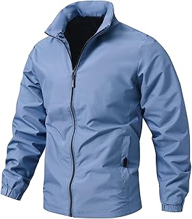 Men's Bomber Jacket Lightweight Full-Zip Stand Collar Wind Jackets Fashion Golf Windbreaker Coat Outerwear