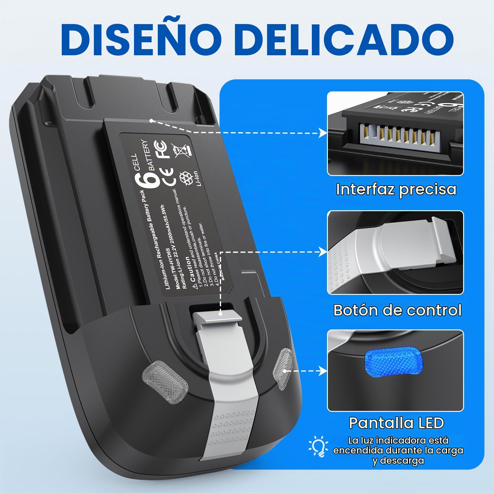 Batería de repuesto para aspiradora Rowenta X-Force 8.60 RH96/TY96/EO96 (22,2 V, 3,5 Ah, batería de iones de litio, ZR009700)