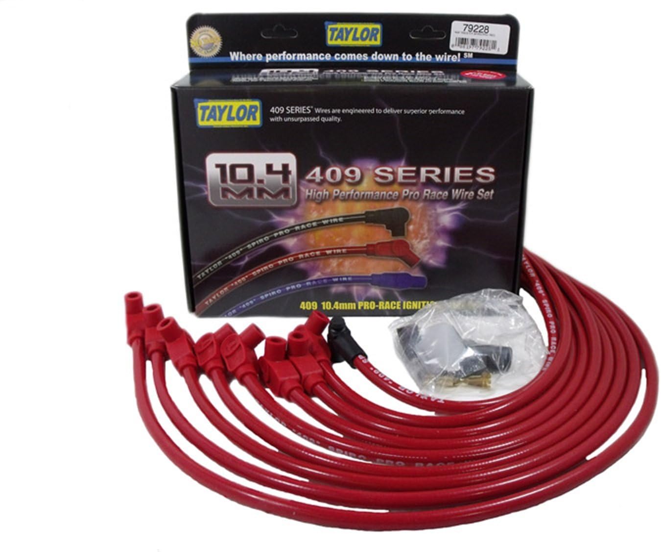 Taylor Cable 79228 409 Pro-Race Spiro-Wound Core Spark Plug Wire Set