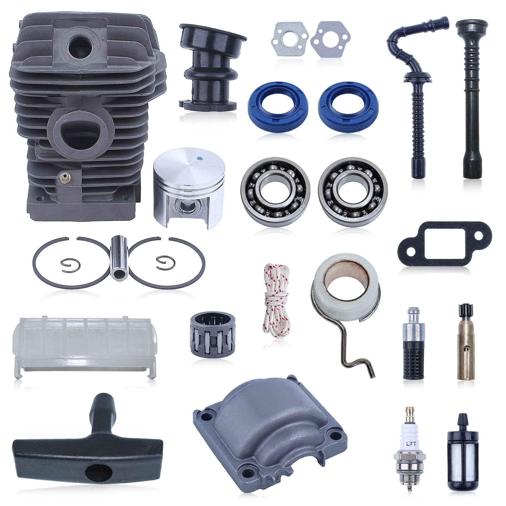 Cilindro Pistón para Stihl Ms250 Ms230 025 023 Motor, 42.5mm Cilindro Pistón mit Pasador Anillos Clip Cubierta Inferior Del Motor, Rodamiento de Agujas 1123 020 1209 1123 021 2500