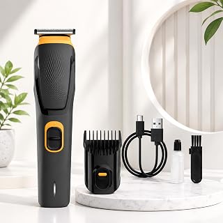 Cordless Electric Hair Clipper for Men with Stainless Steel Blade Travel Friendly Trimmer