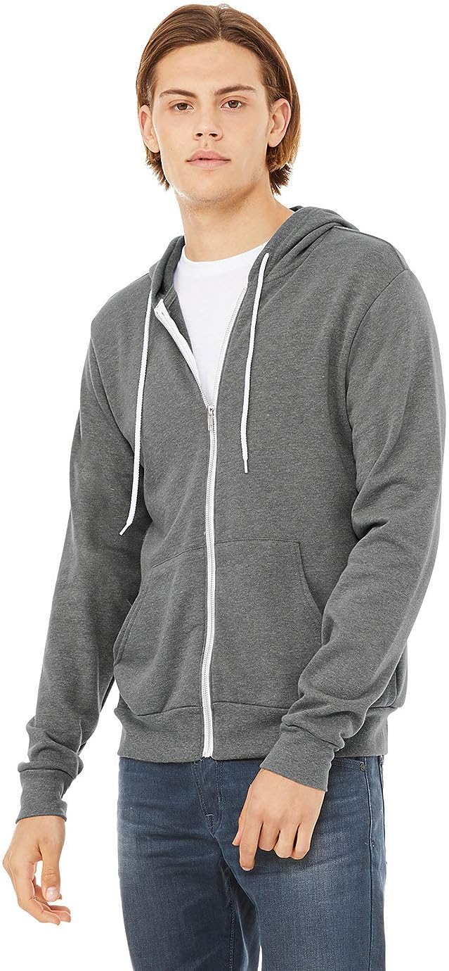 Bella+Canvas Unisex Zip-Up Poly-Cotton Fleece Hoodie - Deep Heather - XS - Image 2