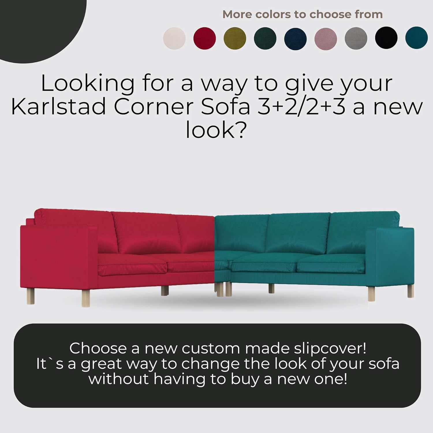 comfortly Cover for Karlstad Corner Sofa 3+2/2+3, Replacement Slipcover, Heavy Duty 16 pcs Cover, Soft Durable Washable Pet-Friendly Fabric, Easy to Clean & Replace (Tiffany - Blue)