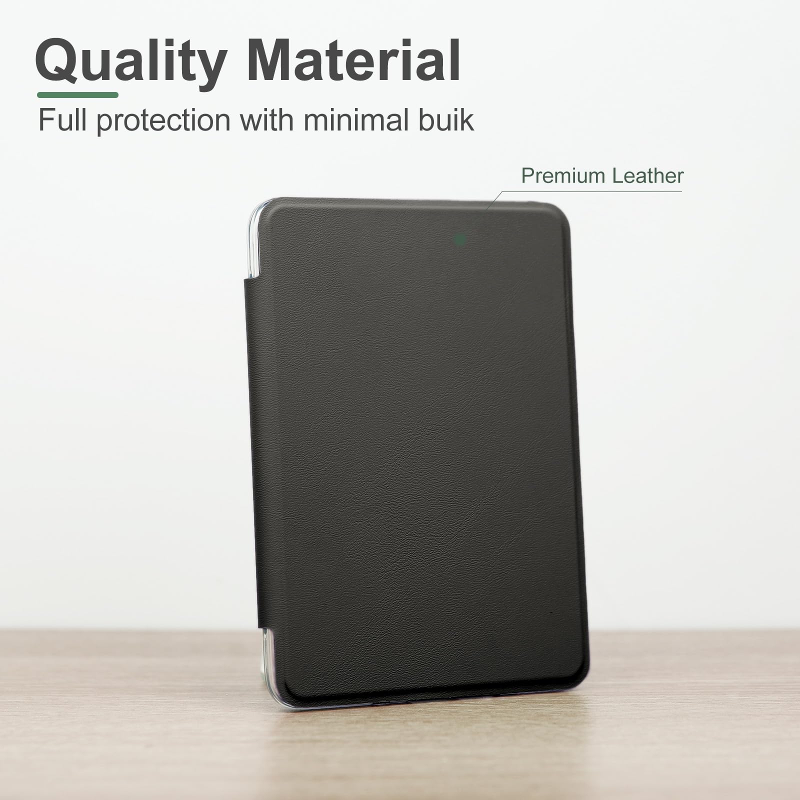 Custodia per Kindle Paperwhite (6,8" 11a generazione 2021) e Signature Edition, custodia in pelle PU e guscio posteriore rigido trasparente, con funzione sleep/wake automatica, nero nobile