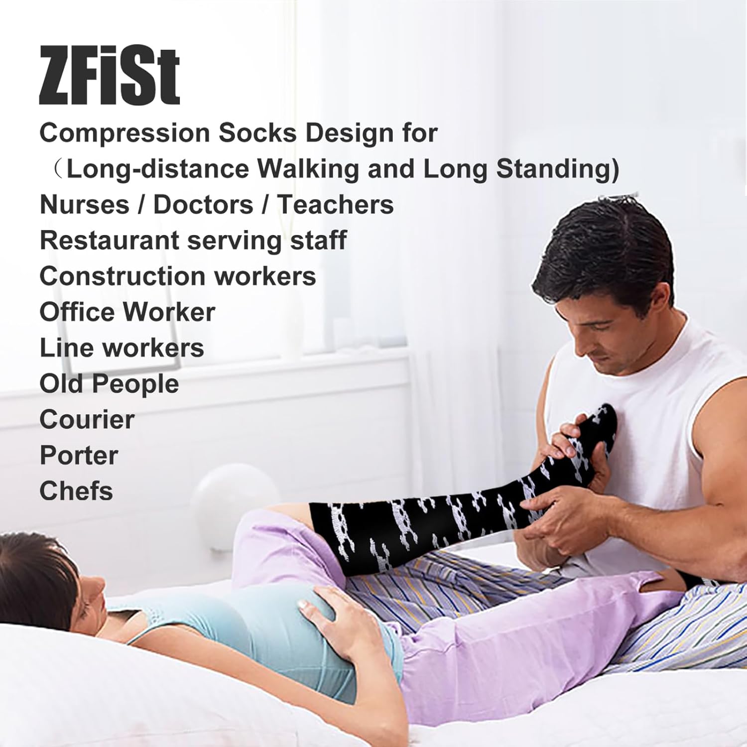 ZFiSt Plus Size Compression Socks Wide Calf for Women Men,Sport Compression Stocking Nurse Socks - Image 2