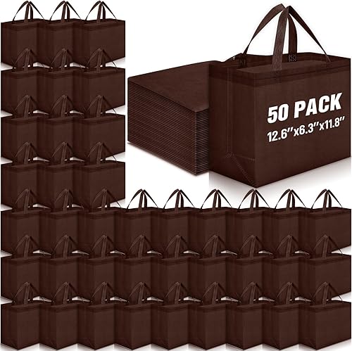 Miniatura 8 de 200 bolsas de comestibles reutilizables de 12.6 x 11.8 x 6.3 pulgadas, grandes bolsas de compras no tejidas plegables y portátiles a granel