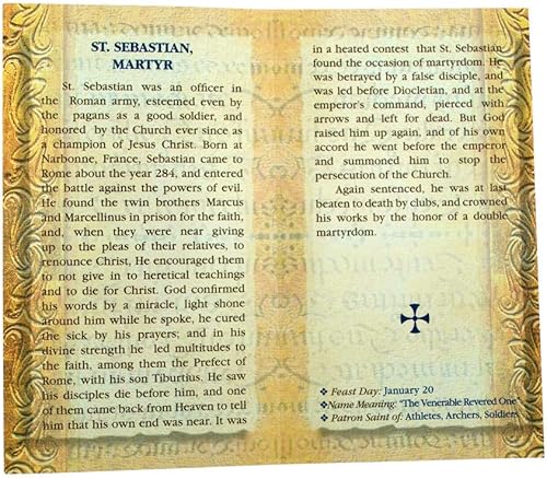 Miniatura 2 de William J. Hirten Tarjeta Santa Católica Deluxe con Oraciones Tradicionales (San Sebastián)