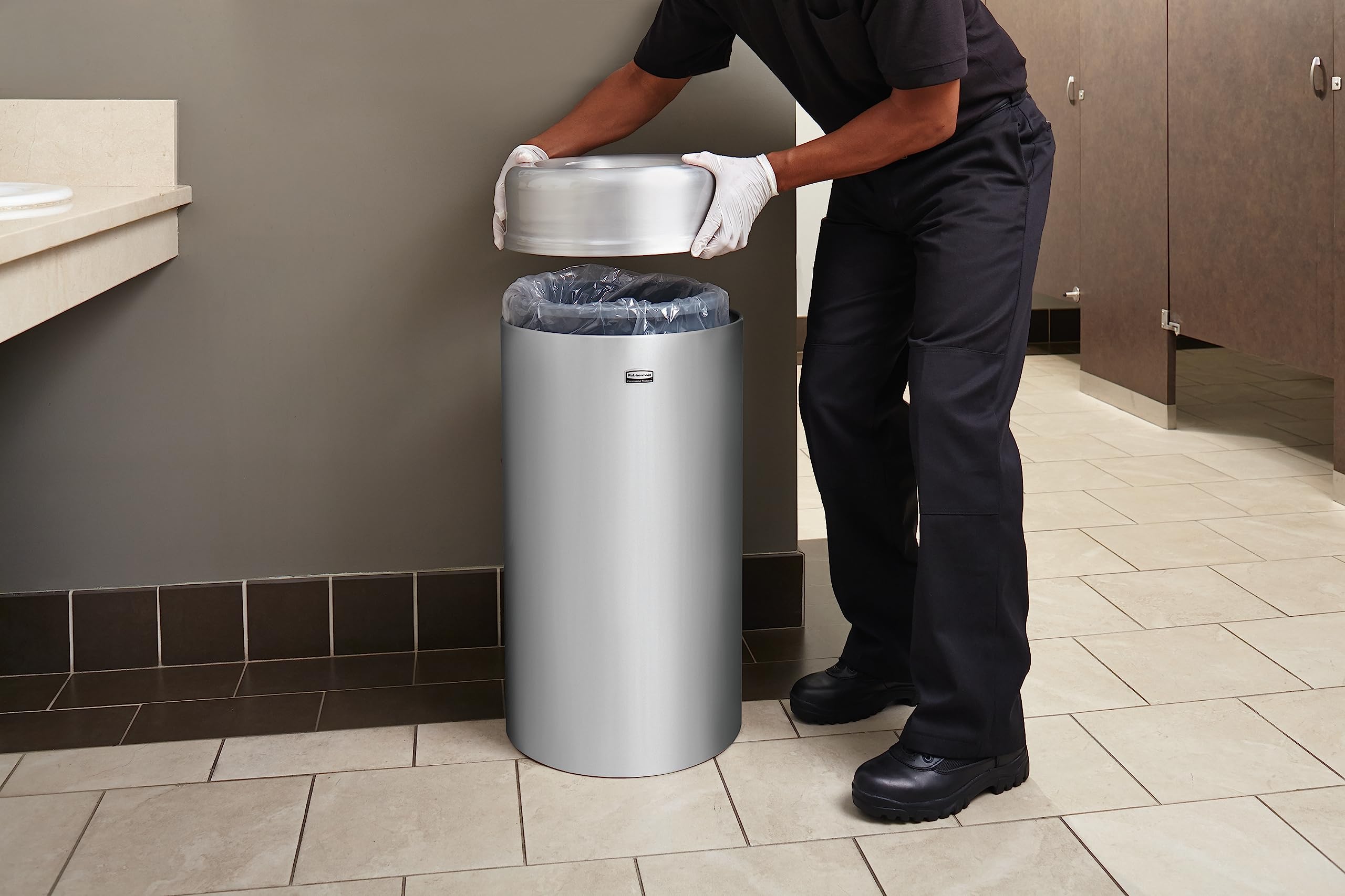 Rubbermaid Commercial Products Crowne Collection Open Top Trash