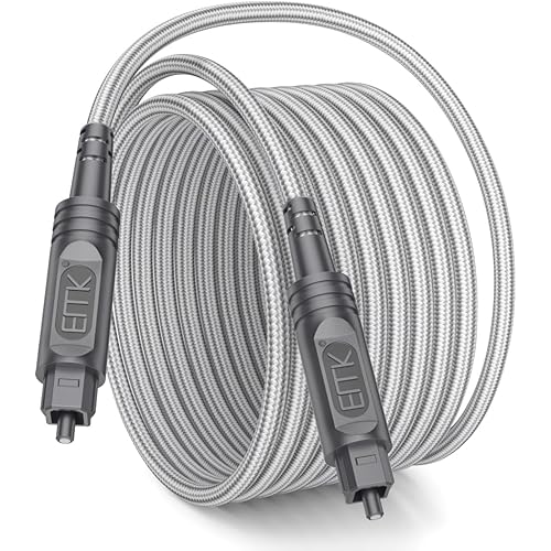 EMK 16.5Ft Digital Optical Audio Cable Toslink Cable - Fiber Optic Cord for Home Theater,Sound bar,TV,Gaming Console,Musical Instrument,Projector,Speaker