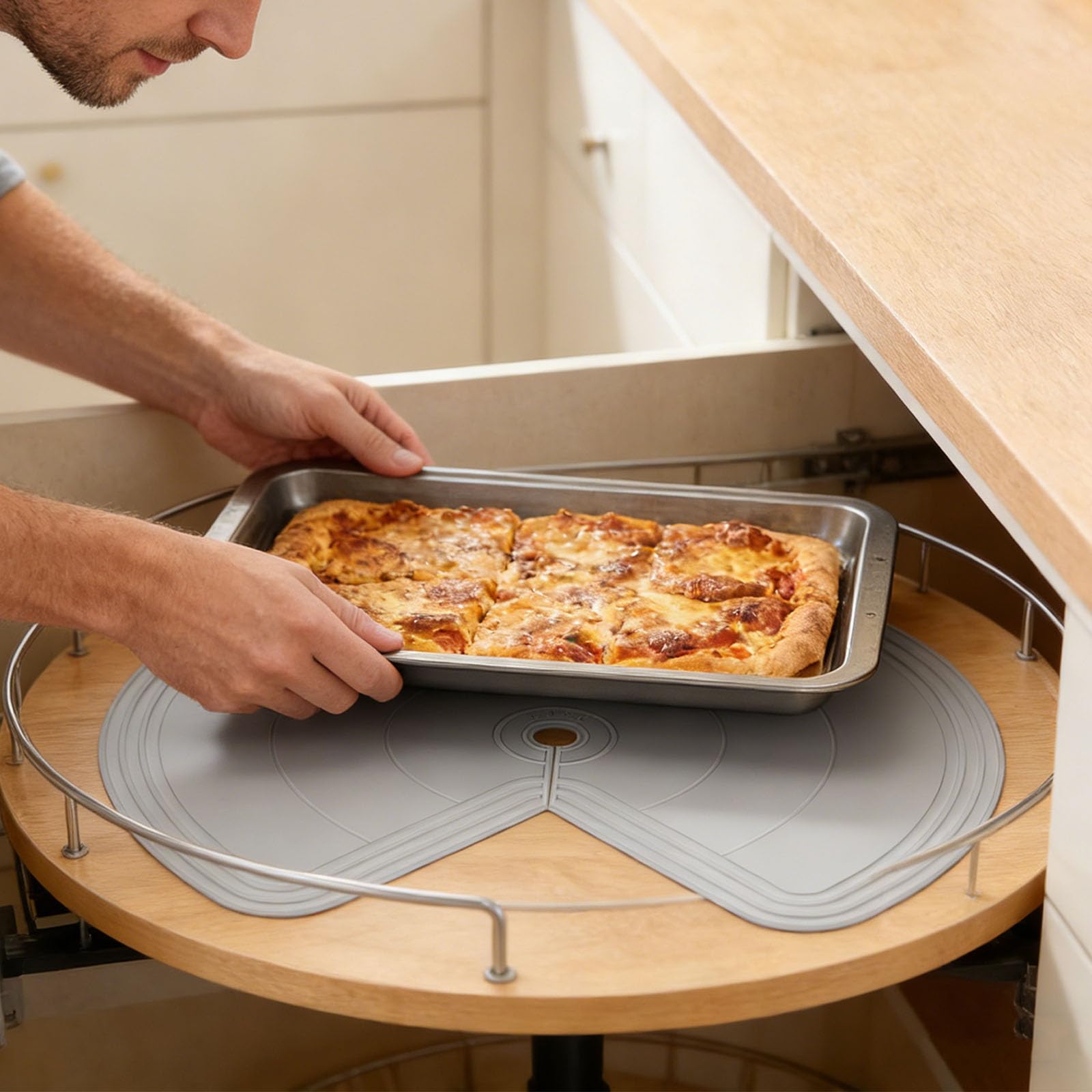 Base in Silicone Resistente alle Buone Temperature per scaffali stoccaggio o Blocchi Ripiani angolati Perdite liquidi e segni Grasso La Copertura della Base Girevole in Silicone per i dai