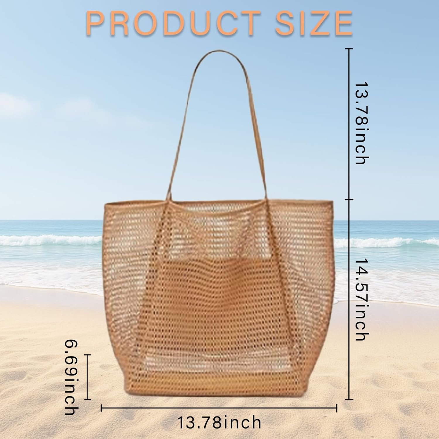 Women's mesh beach bag, summer travel mesh tote bag with large inner pocket, essential for pool vacation beach