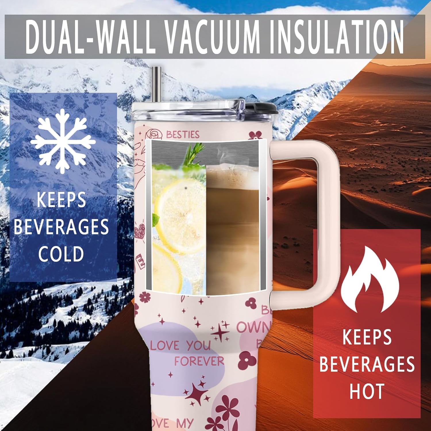 Bestie Gifts for Women, 40 Oz Bestie Tumbler with Handle & Straw, Friends Tumbler, Bestfriend Gift, Thanksgiving Christmas Birthday Gift for Bestfriend, Friend Cup for Her Women Female, 1 PCS - Image 5