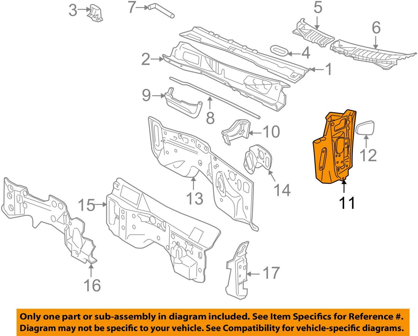 Ford 7L2Z-7802039-A - PANEL ASY - COWL SID