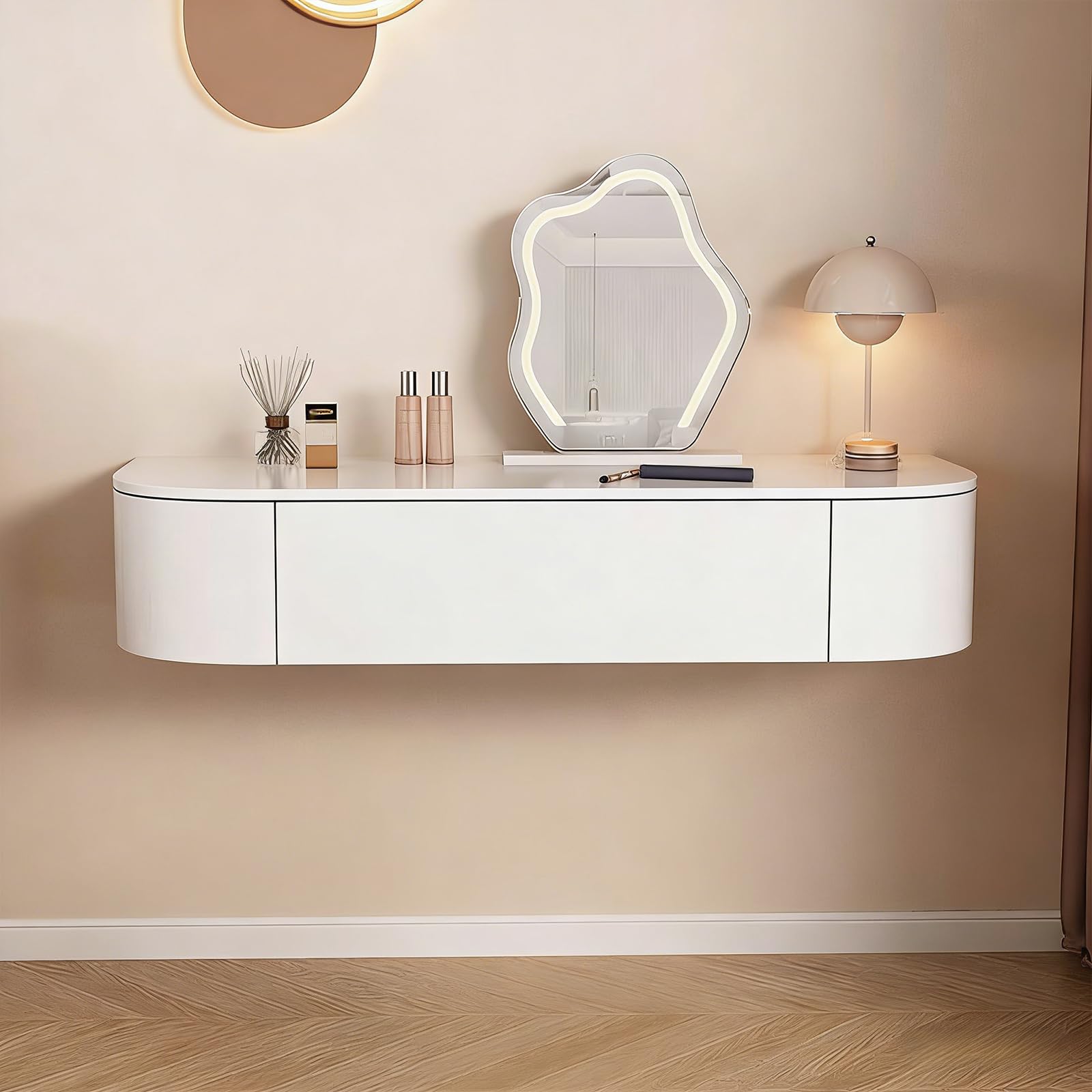 Postazione Trucco a Parete, Tavolo da Toeletta Senza Specchio, Toeletta da Trucco con Cassetto, Durevole e Stabile, Scrivania Sospesa per Camera da Letto e Spogliatoio, Già Assemblato