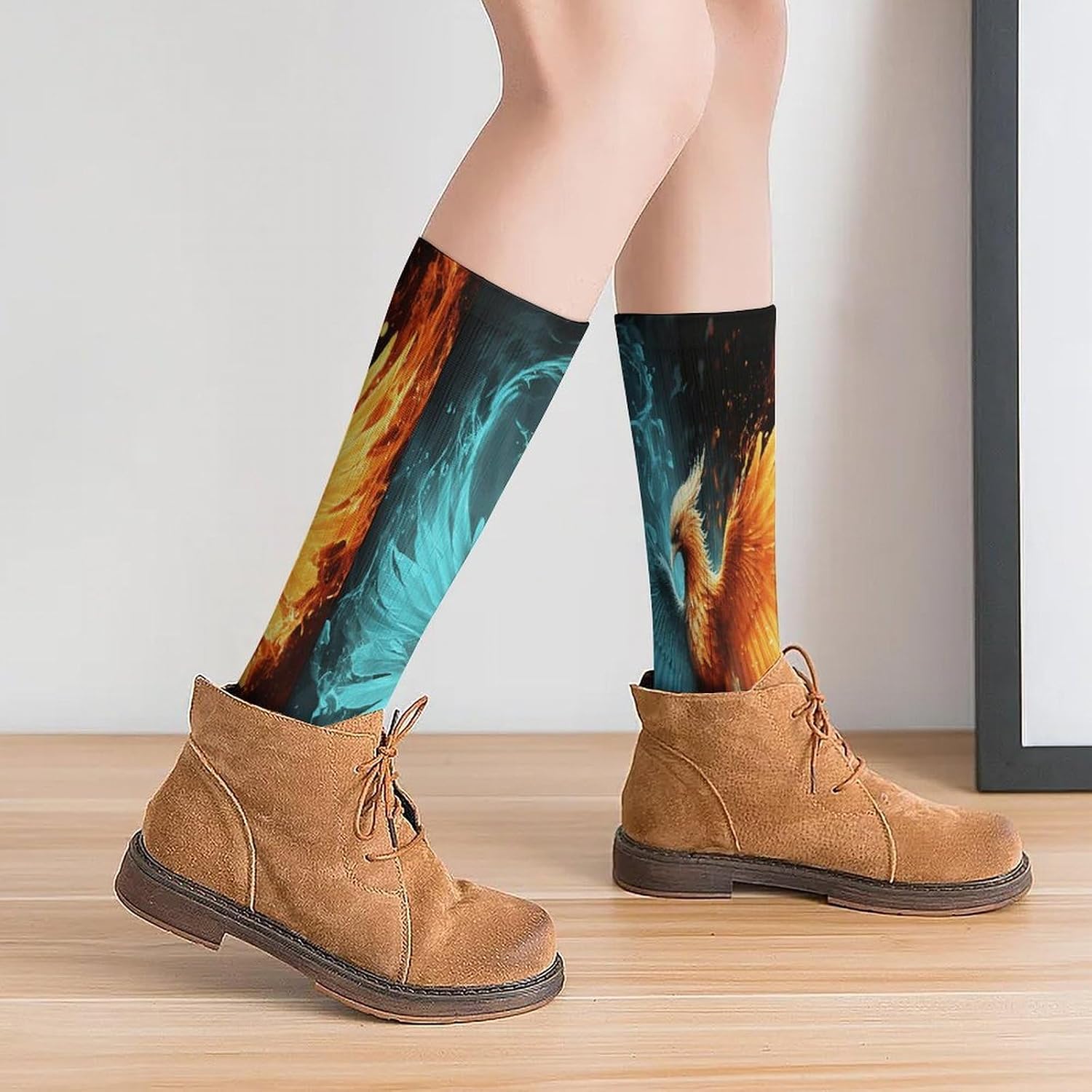 Fire And Water Phoenix Crew Socks Casual Breathable Calf Socks | Cushion Running Athletic Socks Long Performance Breathable Sports Socks for Women Men