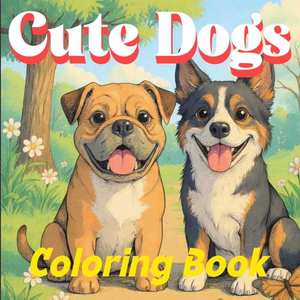 Cute Dogs Coloring Book: Graceful Verity of Dogs Breed Designs for Creative Expression and Stress Relief for Adult and Teens / A Sophisticated Coloring Journey Featuring Unique Dog Illustrations /