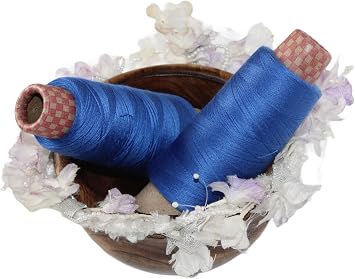 Knitsilk Silk Cotton Blend Yarn 2/60NM Ultra-Fine Thread |Royal Blue| Soft, Lustrous Natural Fiber for Sewing, Embroidery, Jewelry Making & Crafting | 1 Count x 50 gm 1400+ Yards