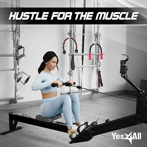 Miniatura 7 de Yes4All Cable Machine Attachment, Row Handles, Tricep Rope, Straight Bar, V Bar, LAT Pulldown Accessories Load 880 LB for Home Gym G. Cuerda de