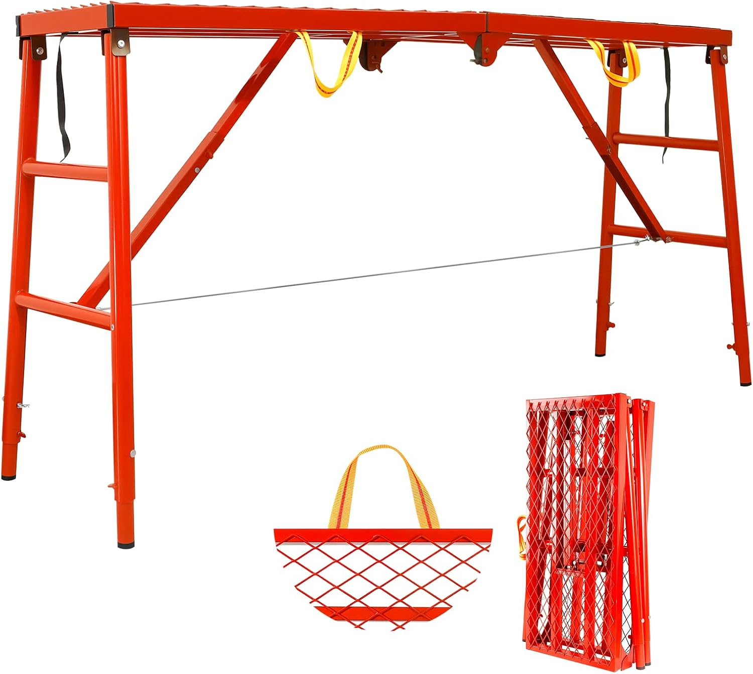 Foldable Scaffolding Platform, 1000 lbs Capacity Work Platform with 5-Level Height Adjustment (27-57 inch), Heavy Duty Steel Construction, Non-Slip Surface for Painting, Construction & Home DIY