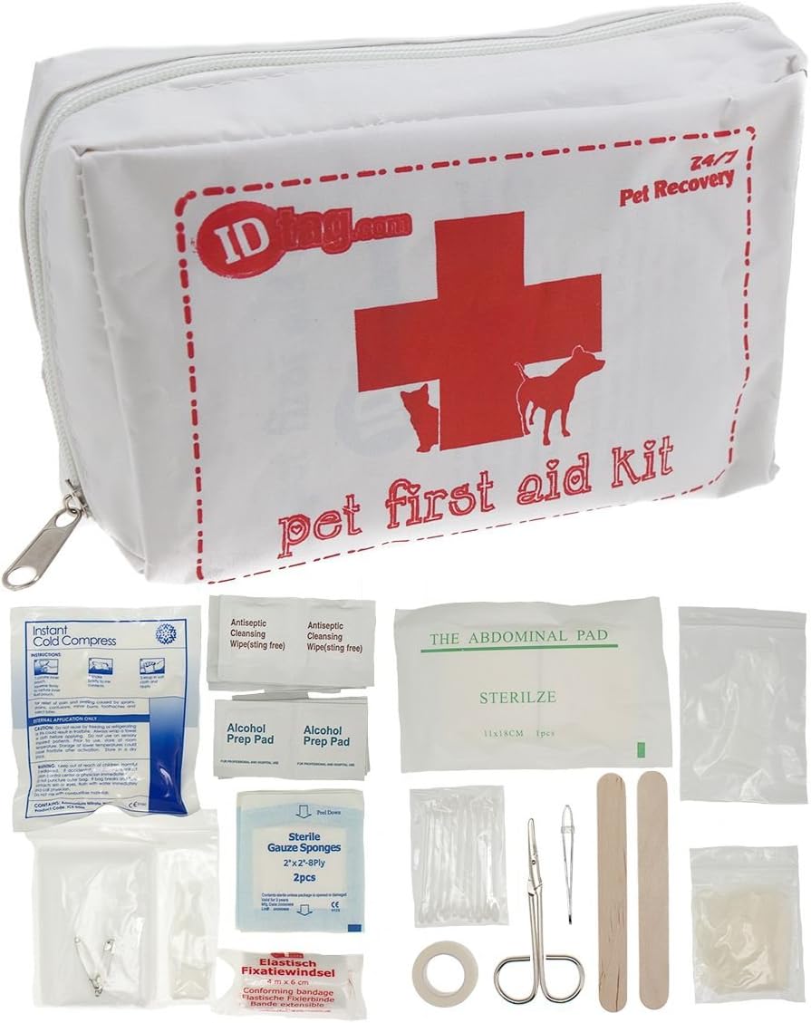 YAOBFUL46pc Pet First Aid Kit Cats Dogs Birds w/ Guide Travel Portable Bag Case Safety