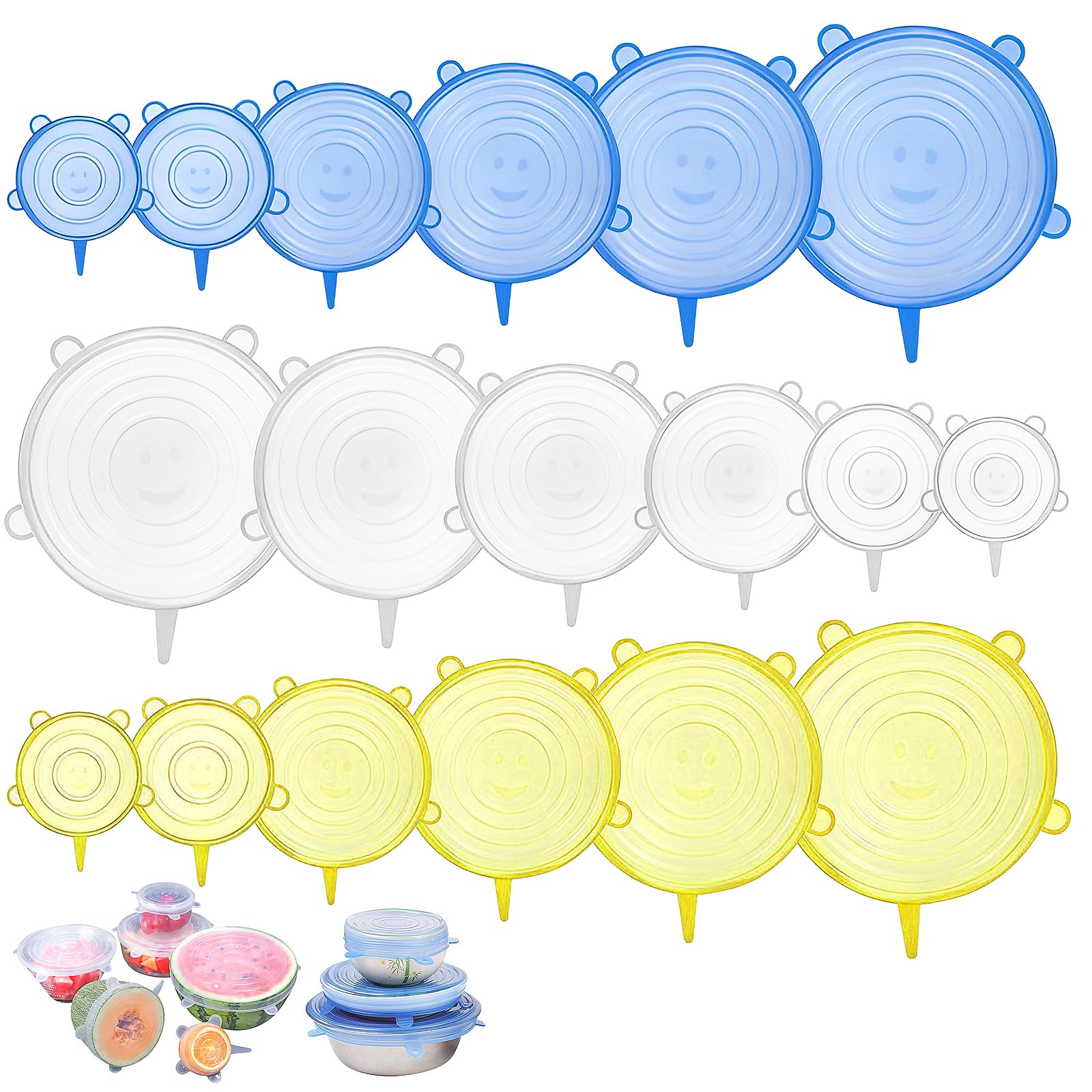 6er Set Silikon-Deckel – Dehnbare Frischhaltedeckel In 6 Größen (5,5–16 Cm), Transparent, Lebensmittelecht, Spülmaschinenfest, Für Schüsseln, Gläser & Co.