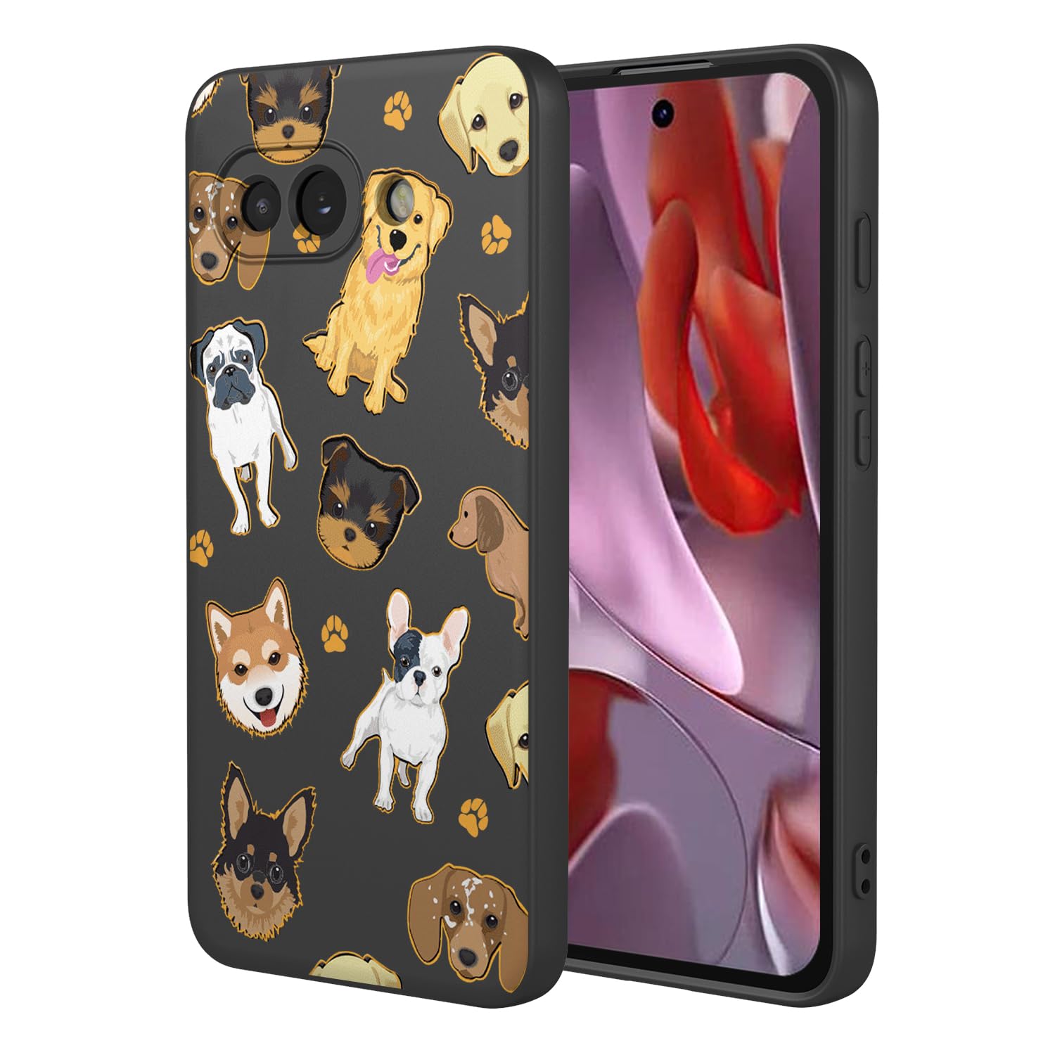HTXWXJC Phone Case for Google Pixel 9a Case, GXQ96, GTF7P, G3Y12 Shockproof Flexible Bumper TPU Soft Case Dog Pattern Phone Cover for Google Pixel 9A