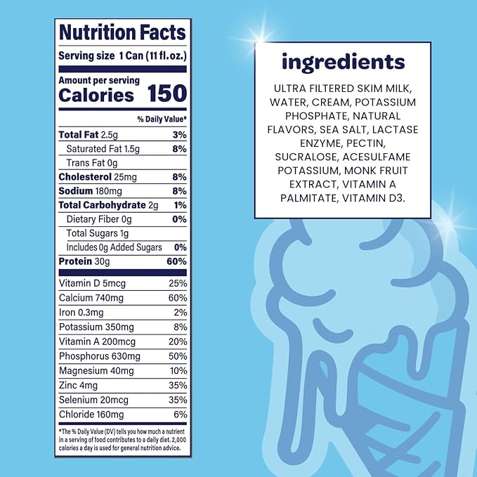 Nurii Ultra Filtered Milk Shake, 30g Protein - 3 Flavor Variety Sampler, Ready-to-Drink Cans, Lactose Free, Low Sugar - 11 fl oz (9 Pack) miniatura 5