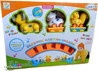 Plastic Train Toy with Three Animal Cars Multicolor