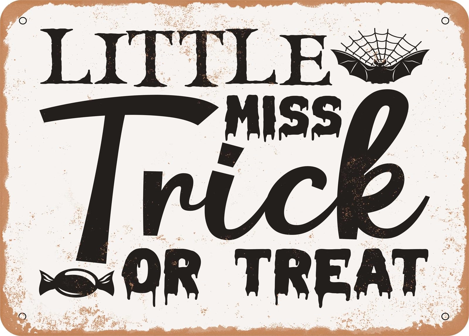 Metal Sign - Little Miss Tick or Treat - Vintage Look Sign home decor