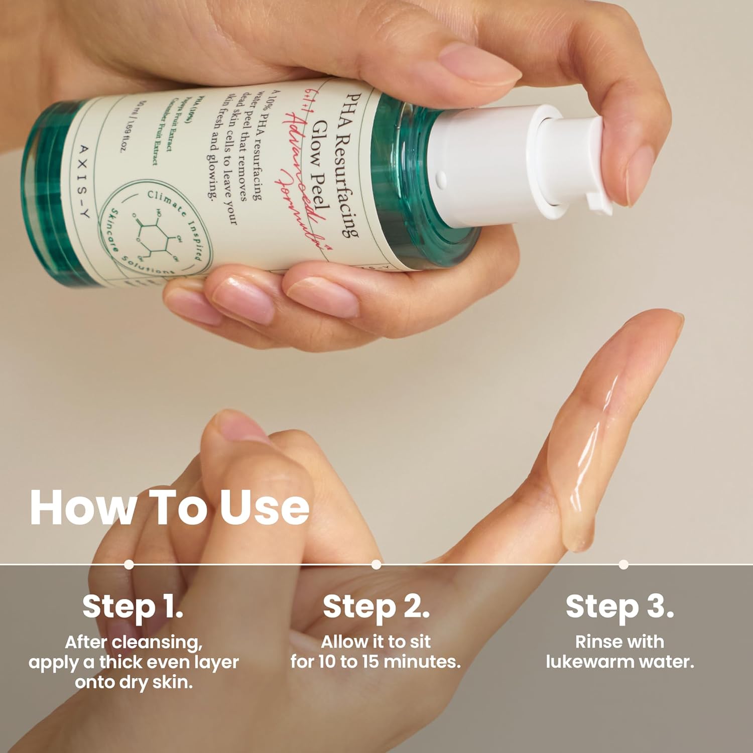 AXIS-Y PHA Resurfacing Glow Peel - 10% PHA Fruit Extract Mild Peeling Gel Exfoliator Pore Minimizer for Face - Vegan Korean Skin Care Glass Skin Face Peel - 1.69 fl. oz. - Image 7