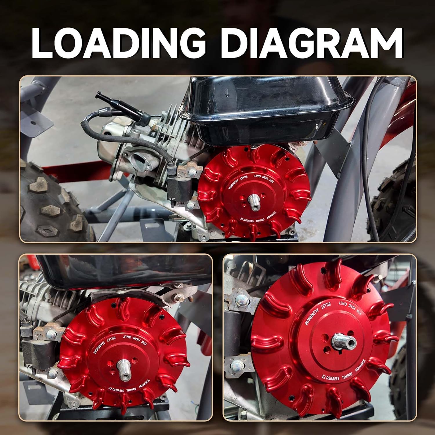 Speedway Billet Aluminum Flywheel For Predator 212cc Hemi Only,Advance timing of approximately 32 Degrees Red