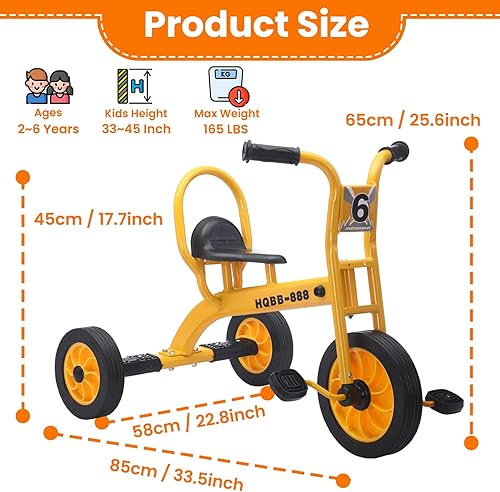 Miniatura 6 de Triciclo para niños de 2 a 6 años, bicicleta de triciclo para niños de rueda grande, triciclo preescolar para guardería al aire libre con neumáticos