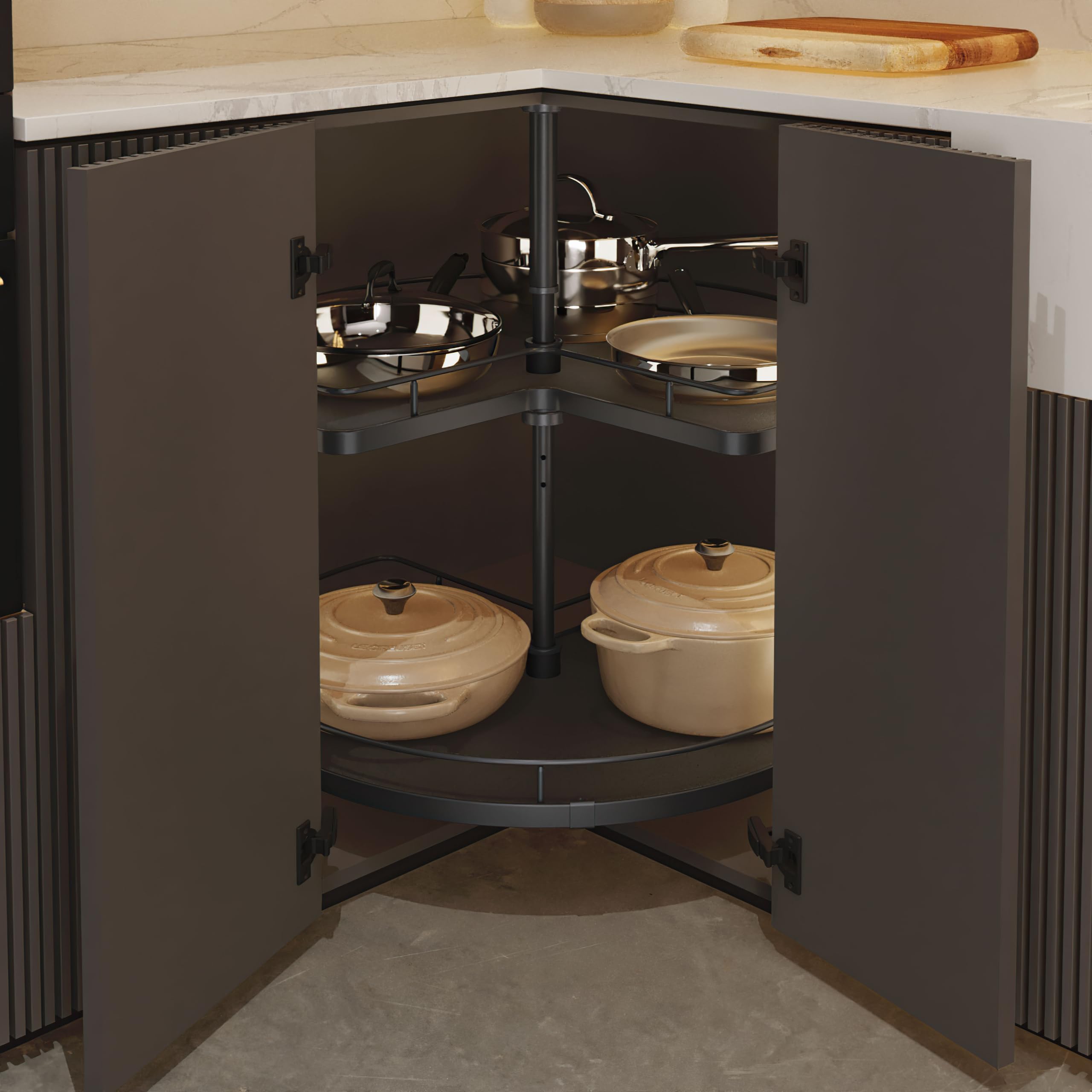 Menage Confort - 270° rotating trays with melamine base- Steel Anthracite/Melamine Anthracite